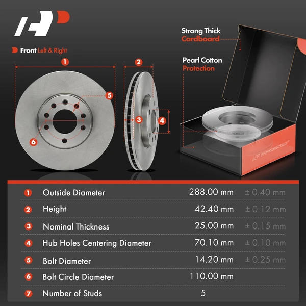 Disc Brake Rotors and Ceramic Pads Kit, 6 Pcs, Front Driver & Passenger, A-Premium, APBRPR1716