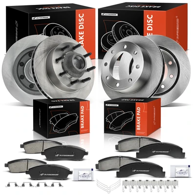 12 Pcs Front & Rear Disc Brake Rotors & Ceramic Brake Pads