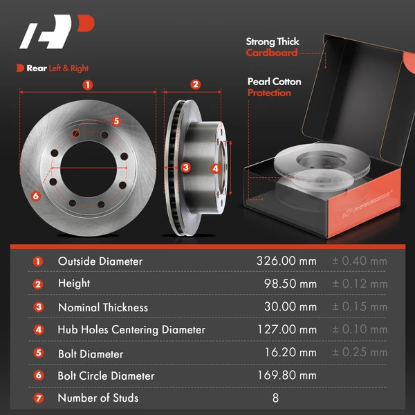 Disc Brake Rotors and Ceramic Pads Kit, 12 Pcs, Front & Rear, A-Premium, APBRPR522