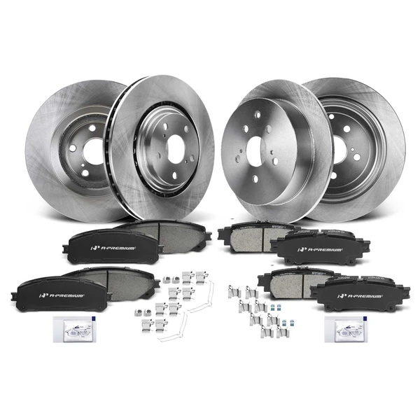 2010-2015 Lexus RX350 Disc Brake Rotors and Ceramic Pads Kit, 12 Pcs, Front & Rear, A-Premium, APBRPR183