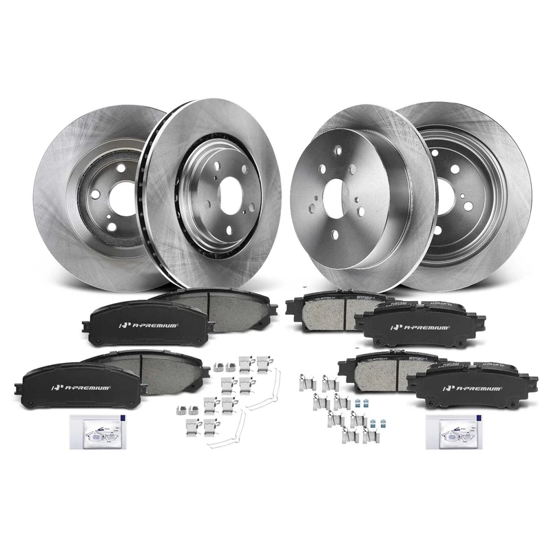 2013 Toyota Sienna Brake Pad and Rotor Kit Set of 12 Front & Rear A-Premium APBRPR183