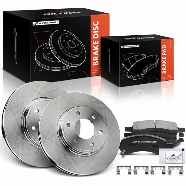 2006-2009 Chevrolet Trailblazer Disc Brake Rotors and Ceramic Pads Kit, 6 Pcs, Front Driver & Passenger, A-Premium, APBRPR1835
