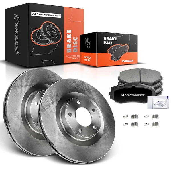 2007-2015 Lincoln MKX Disc Brake Rotors and Ceramic Pads Kit, 6 Pcs, Front Driver & Passenger, A-Premium, APBRPR186