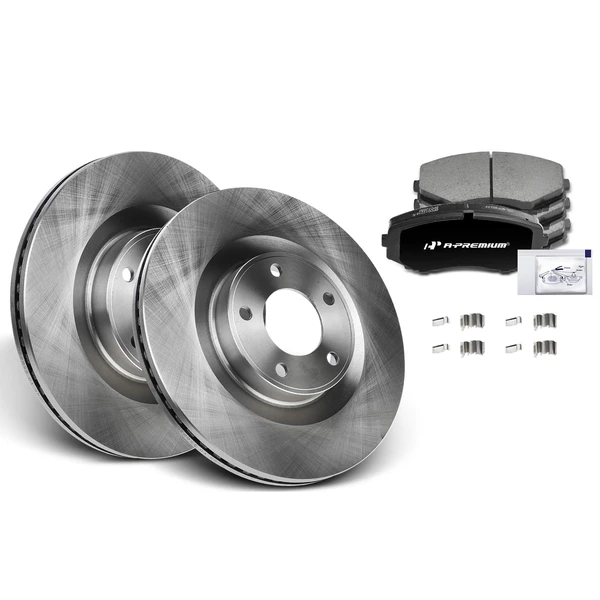 Disc Brake Rotors and Ceramic Pads Kit, 6 Pcs, Front Driver & Passenger, A-Premium, APBRPR186