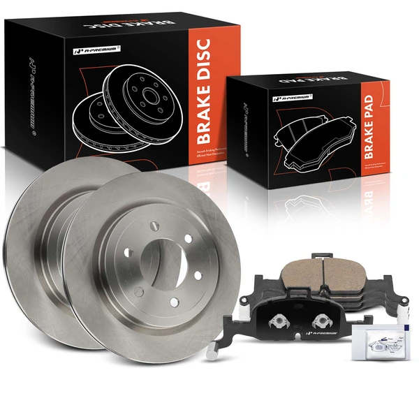 2022-2023 Audi A4 Quattro Disc Brake Rotors and Ceramic Pads Kit, 6 Pcs, Front Driver & Passenger, A-Premium, APBRPR1611