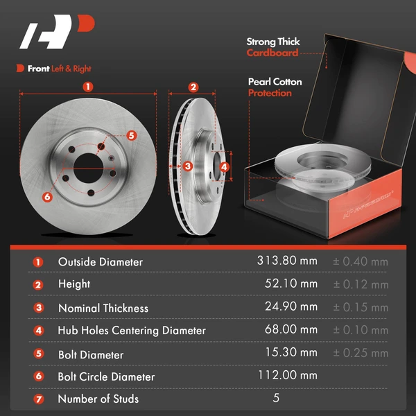 Disc Brake Rotors and Ceramic Pads Kit, 6 Pcs, Front Driver & Passenger, A-Premium, APBRPR1611