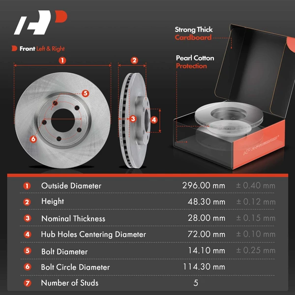 Disc Brake Rotors and Ceramic Pads Kit, 6 Pcs, Front Driver & Passenger, A-Premium, APBRPR528