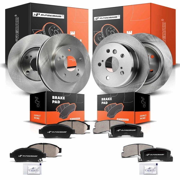 Disc Brake Rotors and Ceramic Pads Kit, 12 Pcs, Front & Rear, A-Premium, APBRPR843