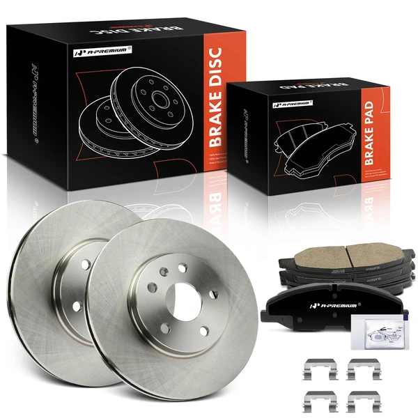 Disc Brake Rotors and Ceramic Pads Kit, 6 Pcs, Front Driver & Passenger, A-Premium, APBRPR1801