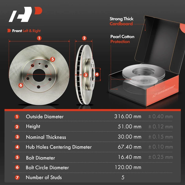 Disc Brake Rotors and Ceramic Pads Kit, 6 Pcs, Front Driver & Passenger, A-Premium, APBRPR1801