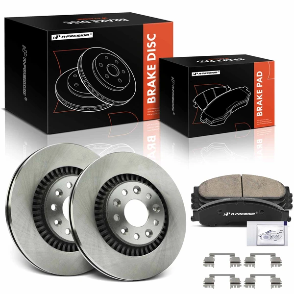 2008-2009 Ford Taurus X Disc Brake Rotors and Ceramic Pads Kit, 6 Pcs, Front Driver & Passenger, A-Premium, APBRPR1802