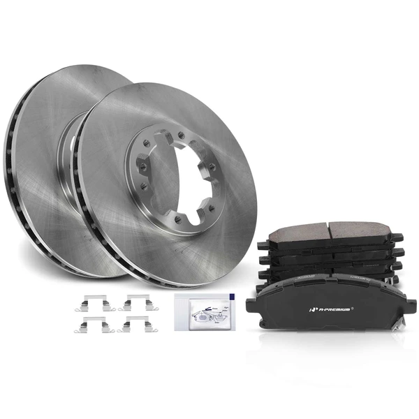 1996-1998 Nissan Pathfinder Disc Brake Rotors and Ceramic Pads Kit, 6 Pcs, Front Driver & Passenger, A-Premium, APBRPR845
