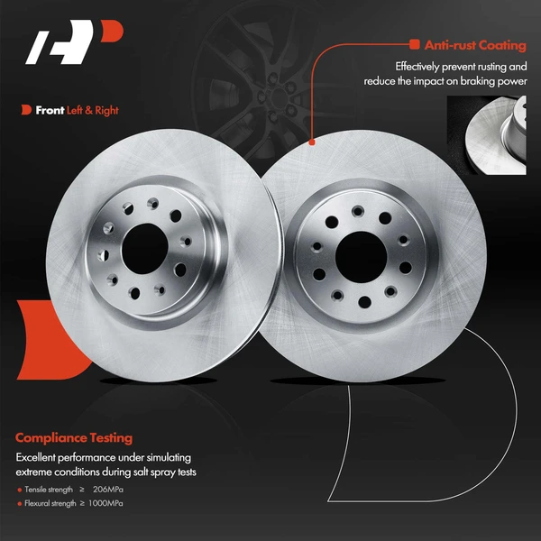 Disc Brake Rotors and Ceramic Pads Kit, 6 Pcs, Front Driver & Passenger, A-Premium, APBRPR1606