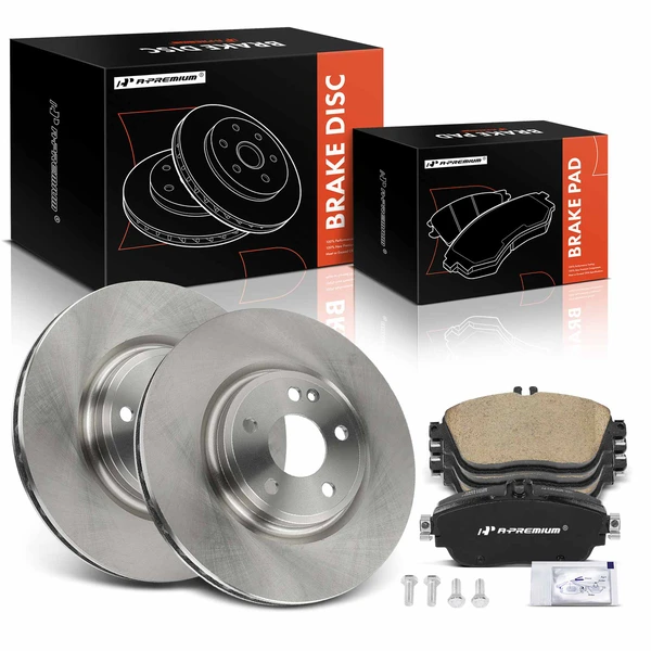 2017-2019 INFINITI QX30 Disc Brake Rotors and Ceramic Pads Kit, 6 Pcs, Front Driver & Passenger, A-Premium, APBRPR1607