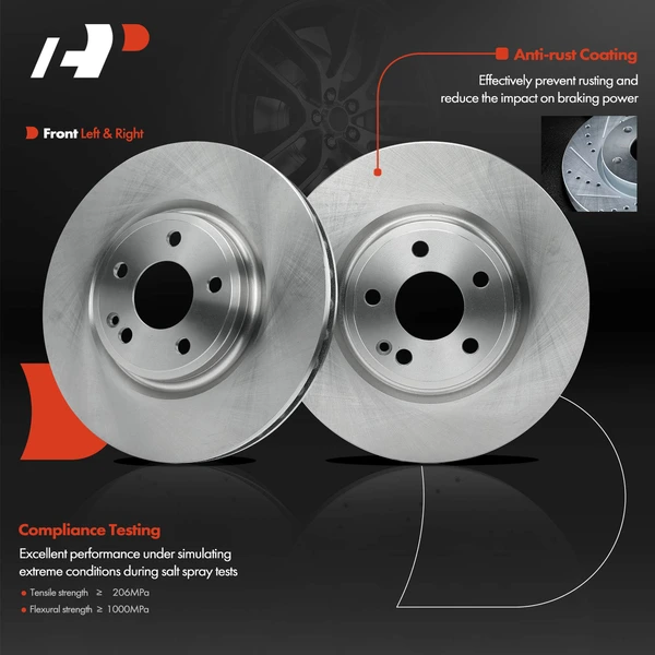 Disc Brake Rotors and Ceramic Pads Kit, 6 Pcs, Front Driver & Passenger, A-Premium, APBRPR1607