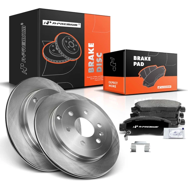 2017 GMC Acadia Limited Disc Brake Rotors and Ceramic Pads Kit, 6 Pcs, Rear Driver & Passenger, A-Premium, APBRPR338