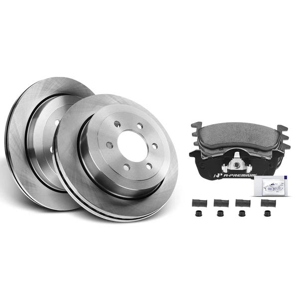 2007-2017 Lincoln Navigator Disc Brake Rotors and Ceramic Pads Kit, 6 Pcs, Rear Driver & Passenger, A-Premium, APBRPR339