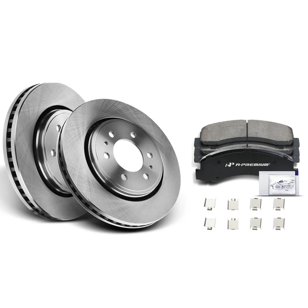 2010-2020 Lincoln Navigator Disc Brake Rotors and Ceramic Pads Kit, 6 Pcs, Front Driver & Passenger, A-Premium, APBRPR185