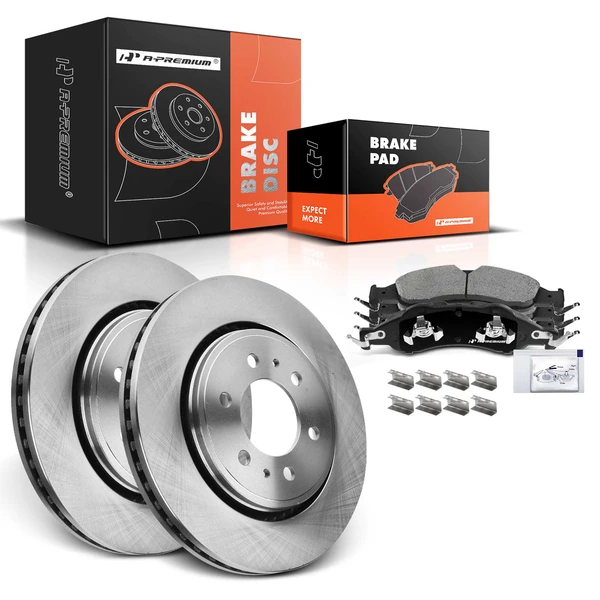 2007-2009 Lincoln Navigator Disc Brake Rotors and Ceramic Pads Kit, 6 Pcs, Front Driver & Passenger, A-Premium, APBRPR340