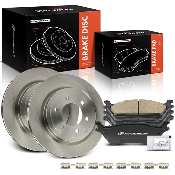 2018-2021 Ford Expedition Disc Brake Rotors and Ceramic Pads Kit, 6 Pcs, Rear Driver & Passenger, A-Premium, APBRPR1610