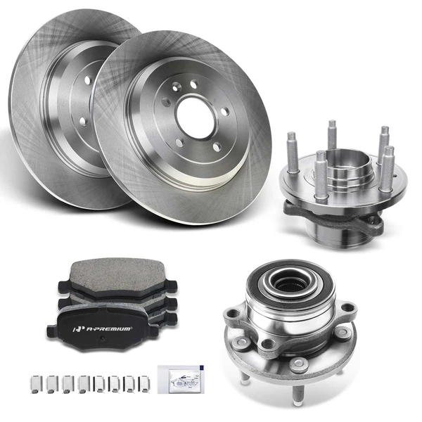 2011-2017 Ford Explorer Disc Brake Rotors and Ceramic Pads Kit with Calipers, 8 Pcs, Rear Driver & Passenger, A-Premium, APBRPR636