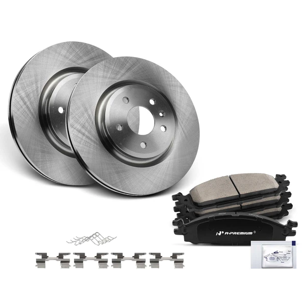 2010-2019 Lincoln MKT Disc Brake Rotors and Ceramic Pads Kit, 6 Pcs, Front Driver & Passenger, A-Premium, APBRPR1233