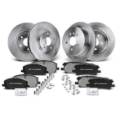 Front & Rear Disc Brake Rotors & Ceramic Brake Pads