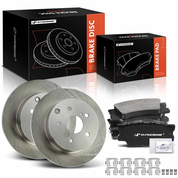 2009 2012-2013 Toyota Matrix Disc Brake Rotors and Ceramic Pads Kit, 6 Pcs, Rear Driver & Passenger, A-Premium, APBRPR1836