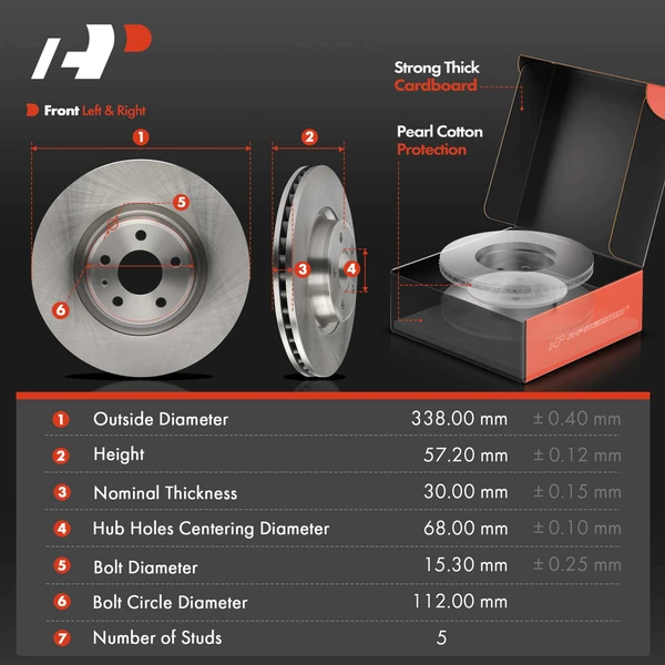 Disc Brake Rotors and Ceramic Pads Kit, 6 Pcs, Front Driver & Passenger, A-Premium, APBRPR1616