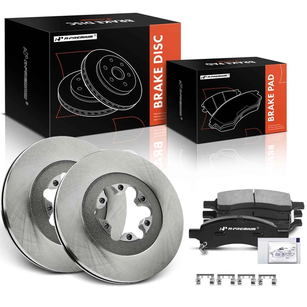 2009-2012 Chevrolet Colorado Disc Brake Rotors and Ceramic Pads Kit, 6 Pcs, Front Driver & Passenger, A-Premium, APBRPR1837