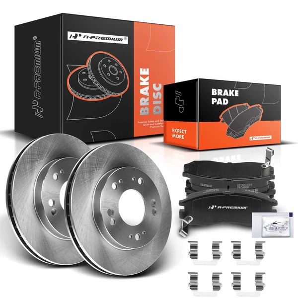 2001-2005 Dodge Stratus Disc Brake Rotors and Ceramic Pads Kit, 6 Pcs, Front Driver & Passenger, A-Premium, APBRPR048