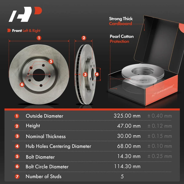 Disc Brake Rotors and Ceramic Pads Kit, 6 Pcs, Front Driver & Passenger, A-Premium, APBRPR1804