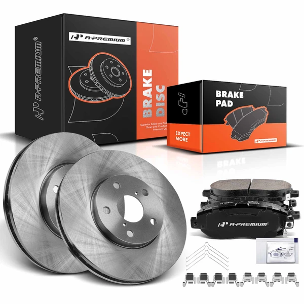 2002-2010 Lexus SC430 Disc Brake Rotors and Ceramic Pads Kit, 6 Pcs, Front Driver & Passenger, A-Premium, APBRPR848