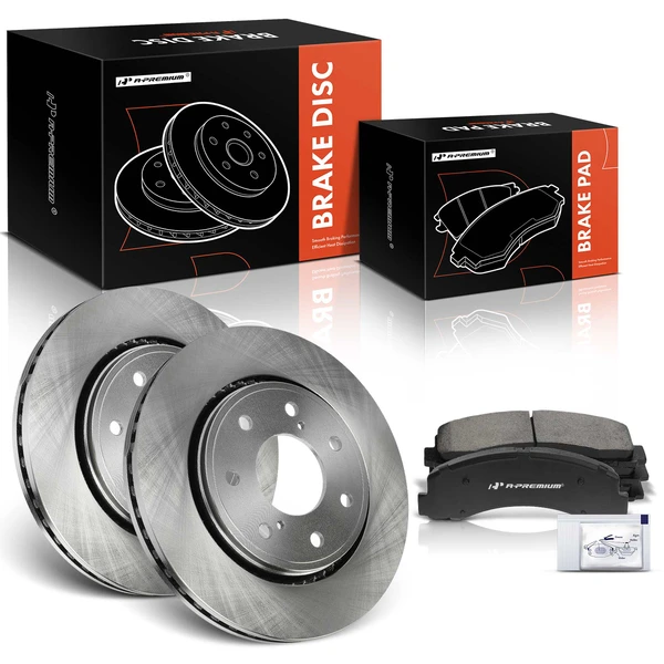 2010-2017 Ford F-150 Disc Brake Rotors and Ceramic Pads Kit, 6 Pcs, Front Driver & Passenger, A-Premium, APBRPR1758
