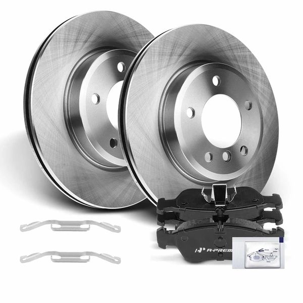 2003-2008 BMW Z4 Disc Brake Rotors and Ceramic Pads Kit, 6 Pcs, Front Driver & Passenger, A-Premium, APBRPR044