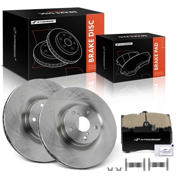 2016 Lexus RC200t Disc Brake Rotors and Ceramic Pads Kit, 6 Pcs, Front Driver & Passenger, A-Premium, APBRPR1626