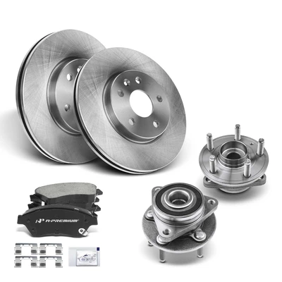 8 Pcs Front Disc Brake Rotors & Brake Pads + Hub Bearing