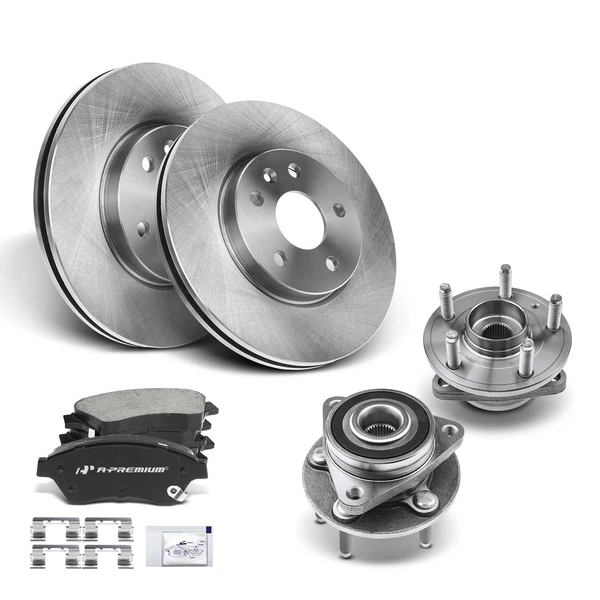 2011-2015 Chevrolet Cruze Disc Brake Rotors and Ceramic Pads Kit with Calipers, 8 Pcs, Front Driver & Passenger, A-Premium, APBRPR775