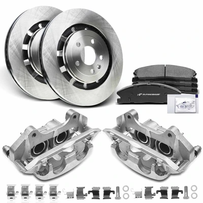 8 Pcs Front Disc Brake Rotor & Pads + Brake Caliper