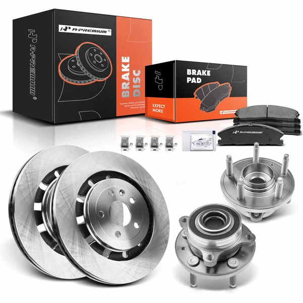 Disc Brake Rotors and Ceramic Pads Kit with Calipers, 8 Pcs, Front Driver & Passenger, A-Premium, APBRPR777
