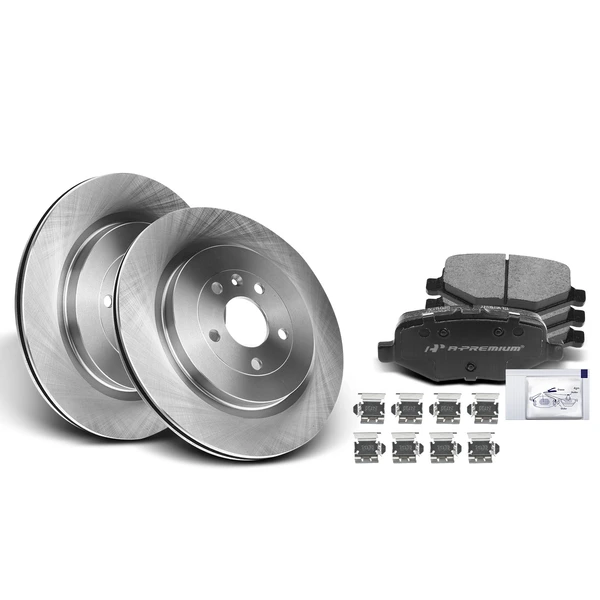 2013-2019 Lincoln MKT Disc Brake Rotors and Ceramic Pads Kit, 6 Pcs, Rear Driver & Passenger, A-Premium, APBRPR194