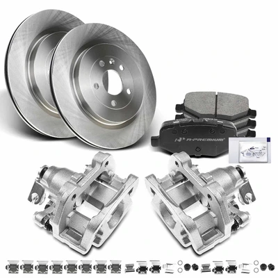 8 Pcs Rear Disc Brake Rotors & Pads + Brake Caliper
