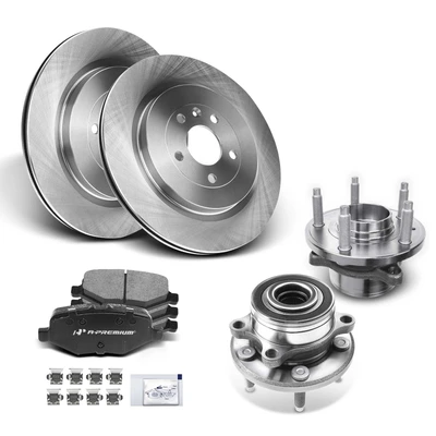 8 Pcs Rear Disc Brake Rotors & Ceramic Pads + Hub Bearing