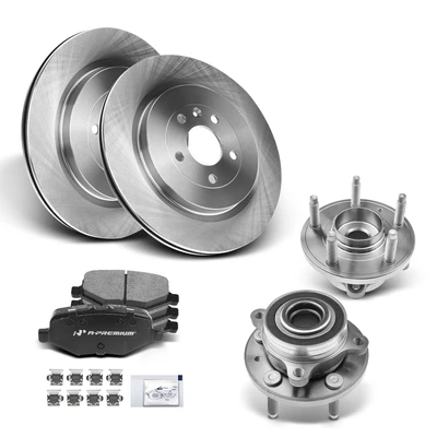 8 Pcs Rear Disc Brake Rotors & Pads + Hub Bearing