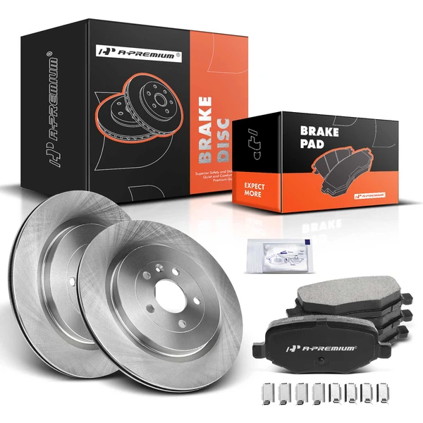 2015-2019 Lincoln MKT Disc Brake Rotors and Ceramic Pads Kit, 6 Pcs, Rear Driver & Passenger, A-Premium, APBRPR344