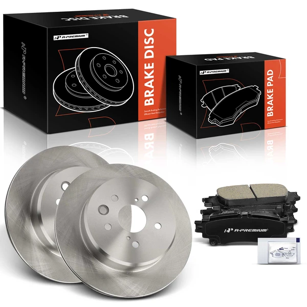 2016 Lexus RC200t Disc Brake Rotors and Ceramic Pads Kit, 6 Pcs, Rear Driver & Passenger, A-Premium, APBRPR1628