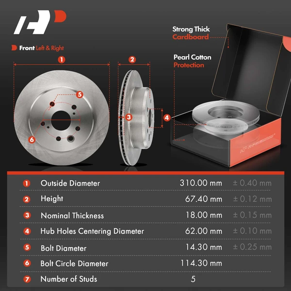 Disc Brake Rotors and Ceramic Pads Kit, 6 Pcs, Rear Driver & Passenger, A-Premium, APBRPR1628