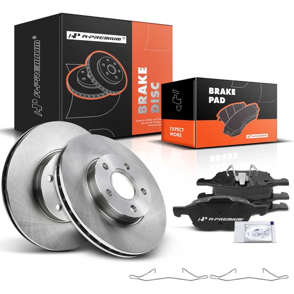 2012-2018 Ford Focus Disc Brake Rotors and Ceramic Pads Kit, 6 Pcs, Front Driver & Passenger, A-Premium, APBRPR049