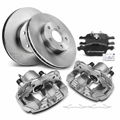 8 Pcs Front Disc Brakes Rotors & Ceramic Brake Pads + Brake Caliper