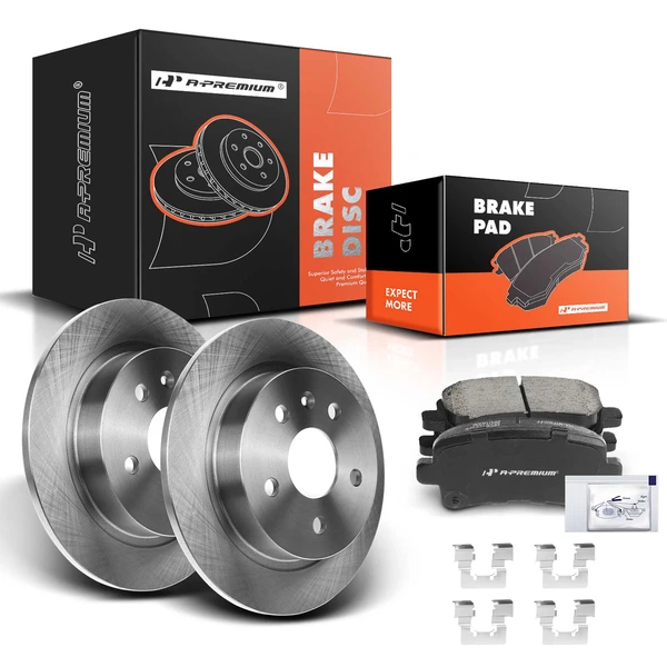 2016 Chevrolet Malibu Limited Disc Brake Rotors and Ceramic Pads Kit, 6 Pcs, Rear Driver & Passenger, A-Premium, APBRPR411